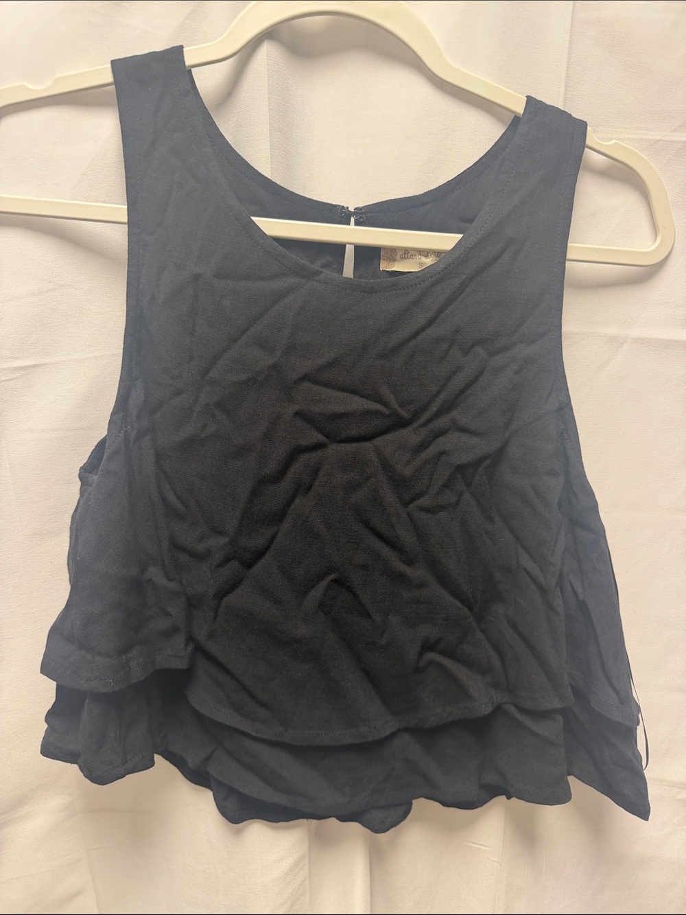 Altar'd State Black Sleeveless Layered Crop Top